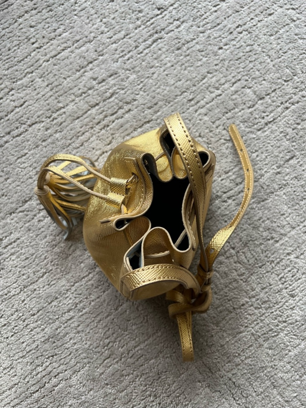J. Crew Gold Drawstring Bucket Bag with Tassels - Picture 6 of 11